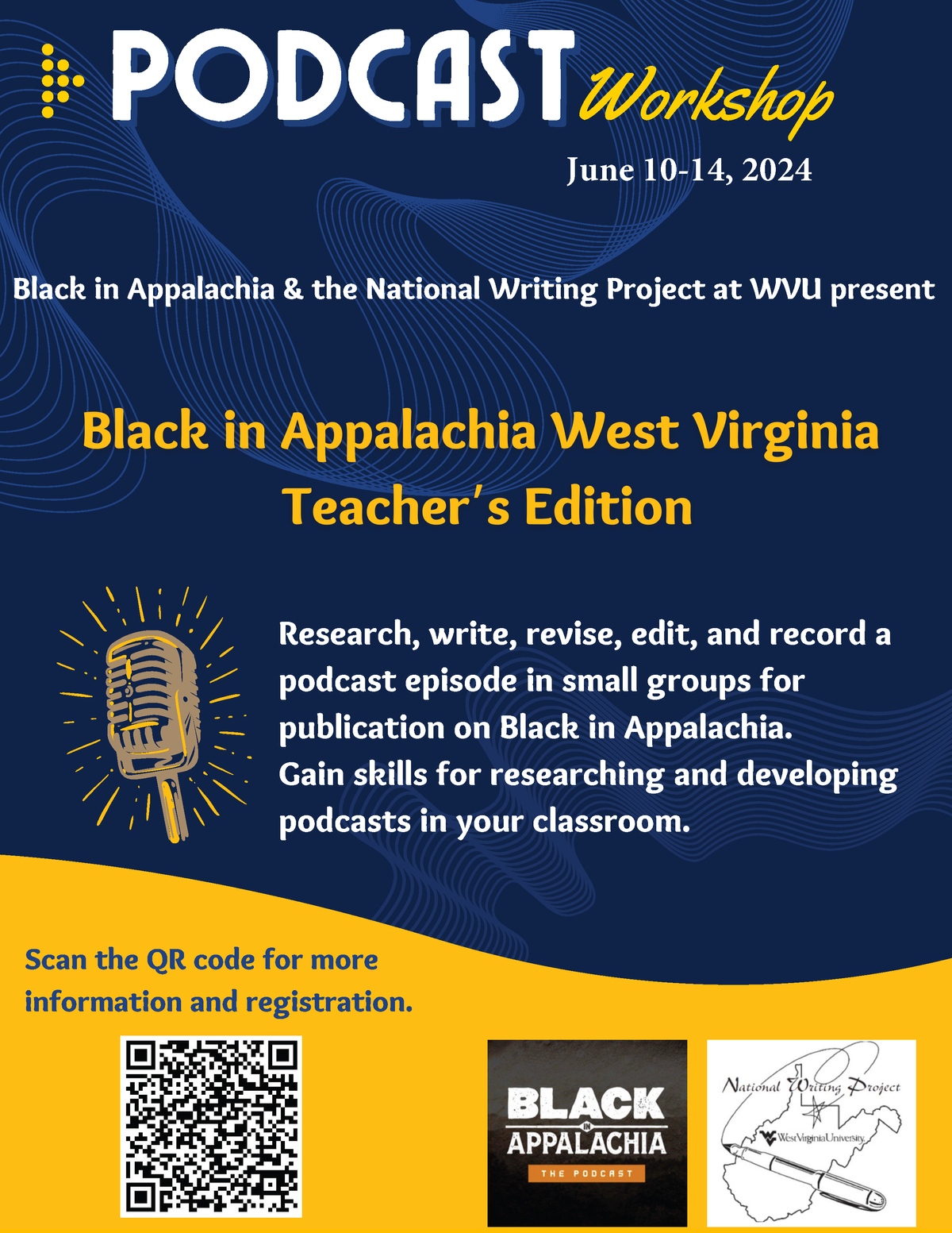Research, write, revise, edit, and record a podcast episode in small groups for publication on Black in Appalachia. Gain skills for researching and developing podcasts in your classroom.