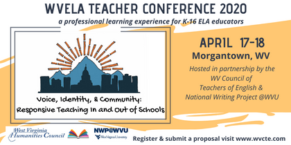 WVELA Teacher Conference 2020 Flyer graphic (infomation found on this graphic is repeated on the page)