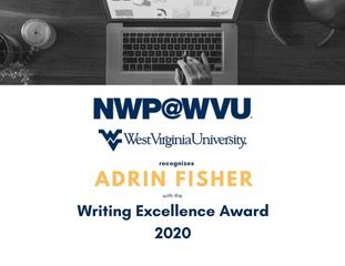 Adrin Fisher, 2020 Writing Excellence Award Winner 